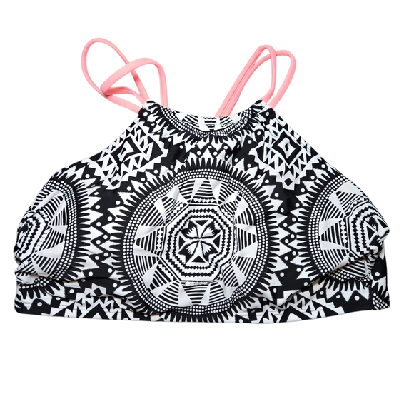 Xhilaration Black and White Geometric Bikini with Pink Straps - Picture 2 of 11